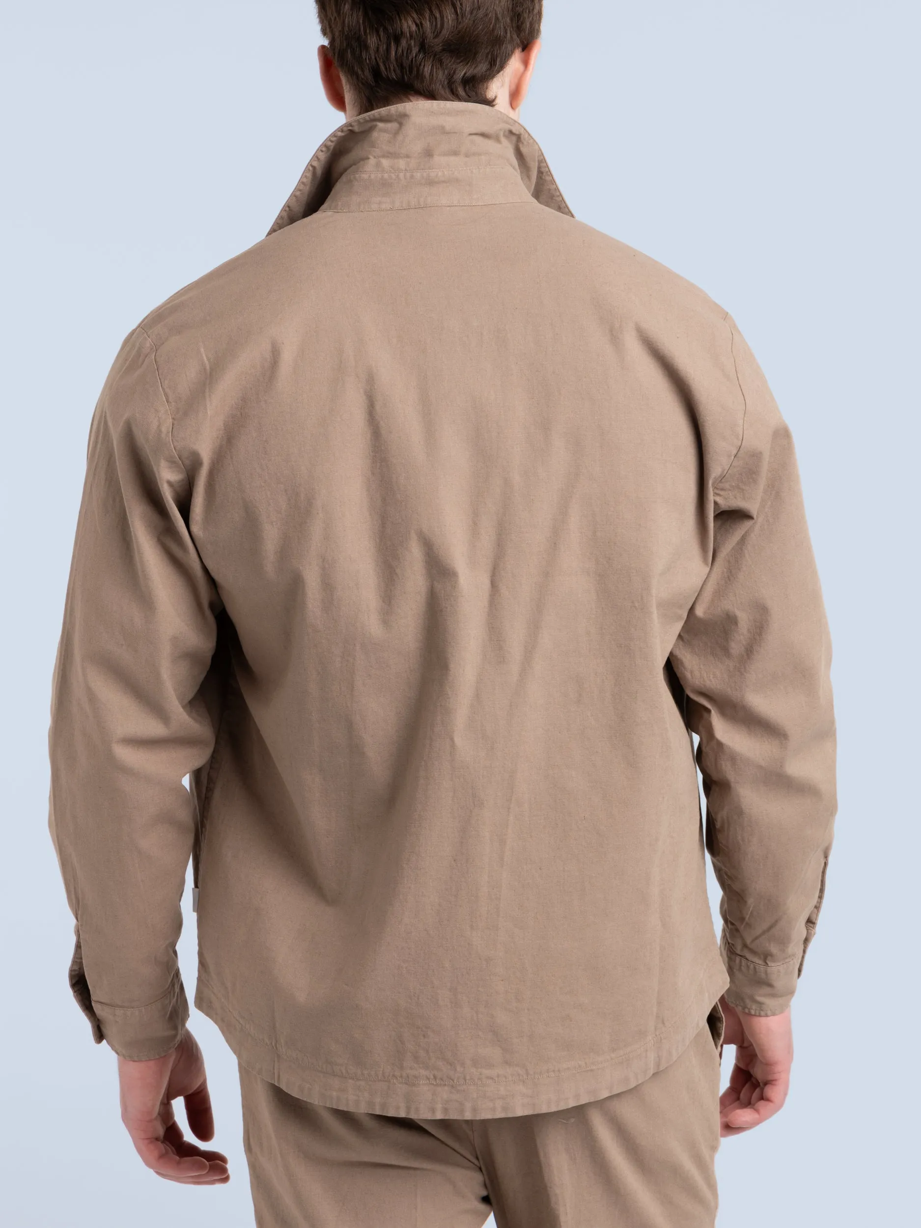 Taupe Brown Linen Travel Overshirt