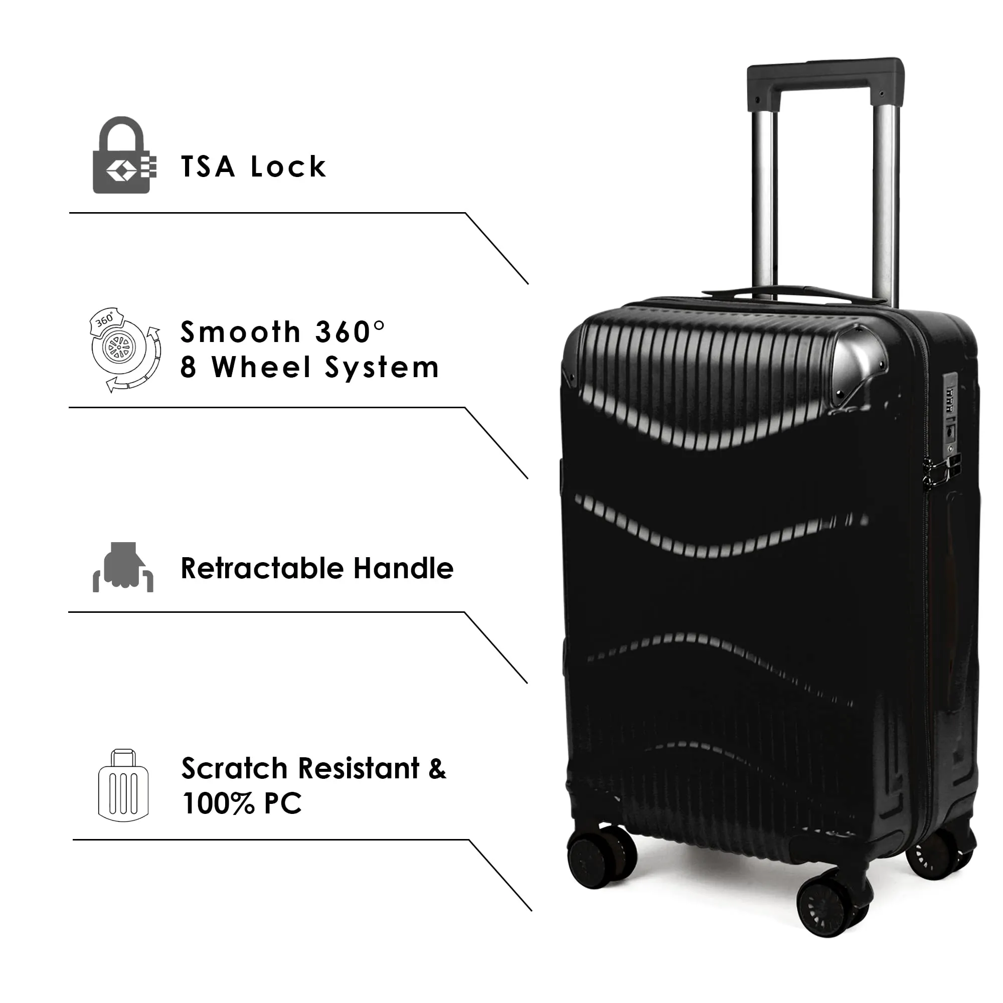 THE CLOWNFISH Ballard Series Luggage ABS & Polycarbonate Exterior Suitcase Eight Wheel Trolley Bag with TSA Lock- White (Medium size, 65 cm-26 inch)