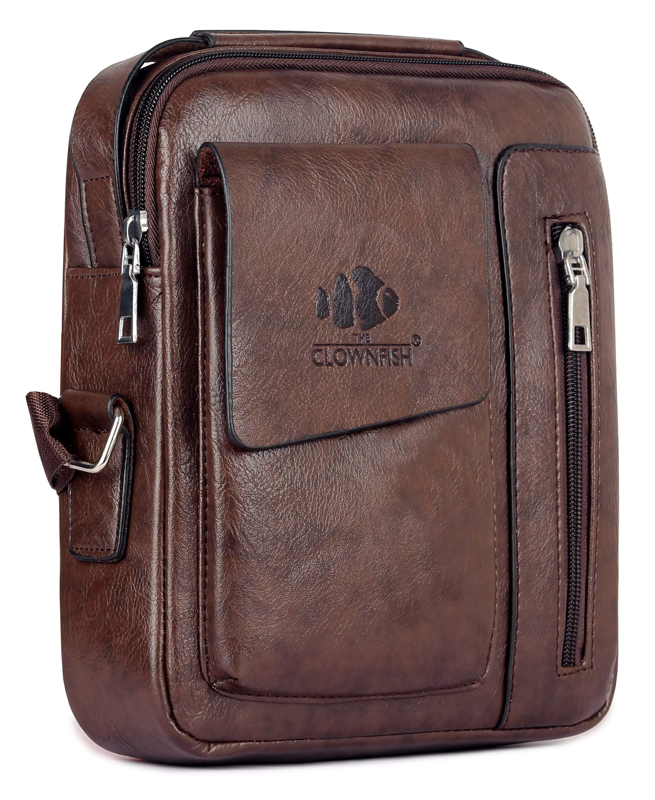 THE CLOWNFISH Centaurian Synthetic 23 cms Umber Brown Messenger Bag