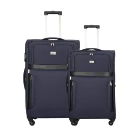 THE CLOWNFISH Combo of 2 Faramund Series Luggage Polyester Softsided Suitcases Four Wheel Trolley Bags - Navy Blue (68 cm, 56 cm)