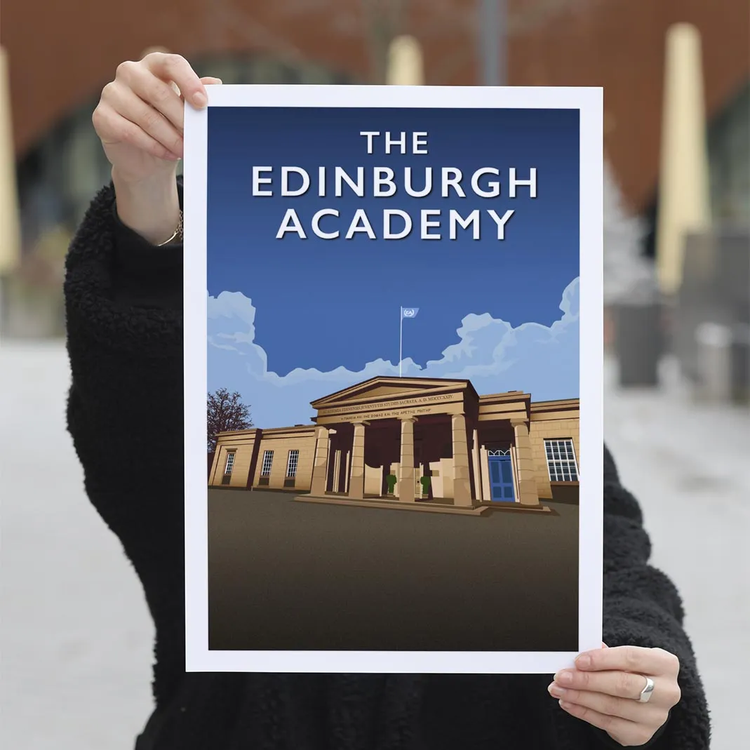 The Edinburgh Academy - Stunning Hand-Drawn Vintage Travel Style Wall Art Poster