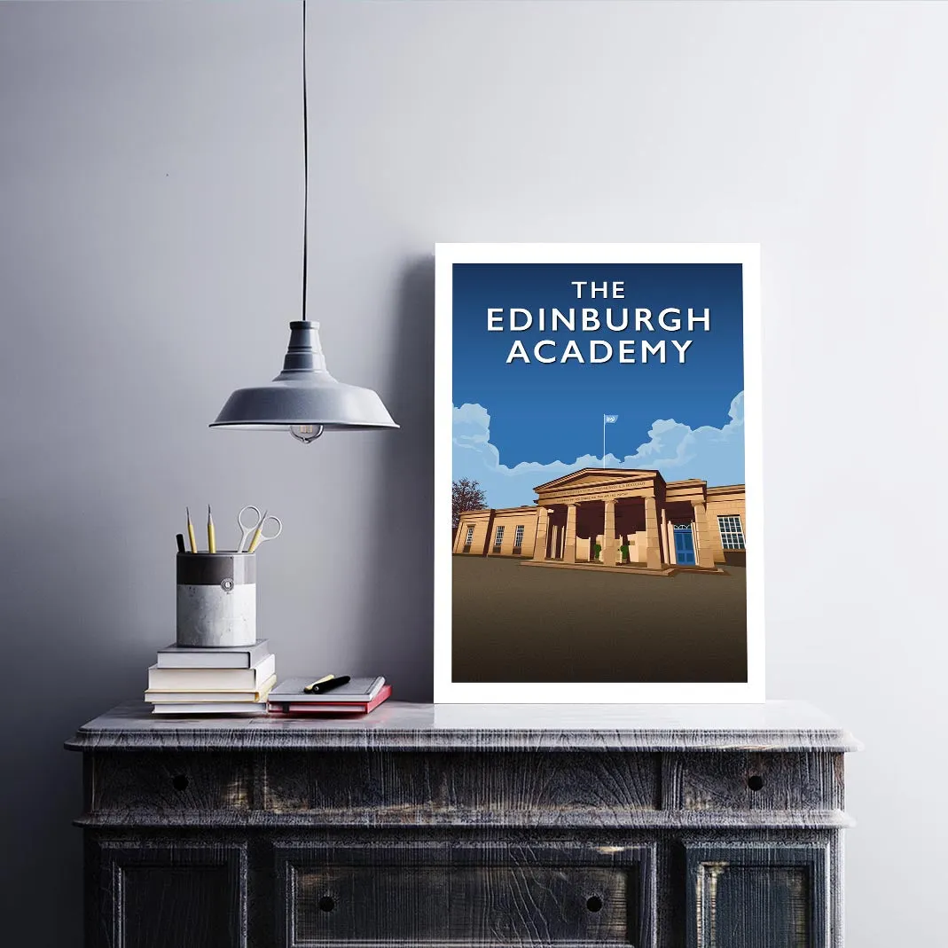 The Edinburgh Academy - Stunning Hand-Drawn Vintage Travel Style Wall Art Poster