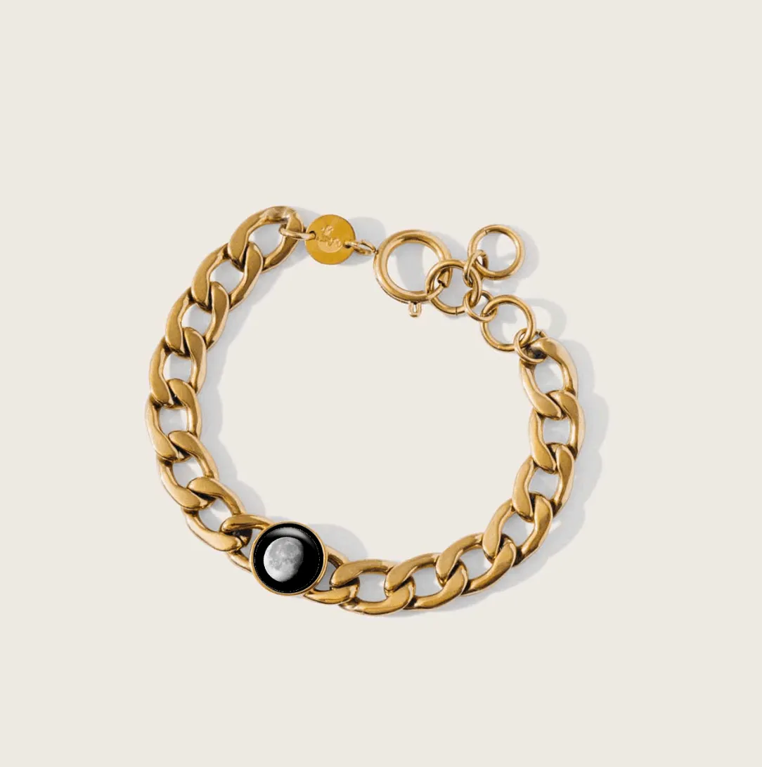 Titan and Gold Lunar Curb Bracelets