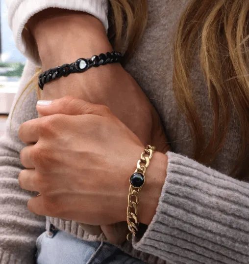 Titan and Gold Lunar Curb Bracelets