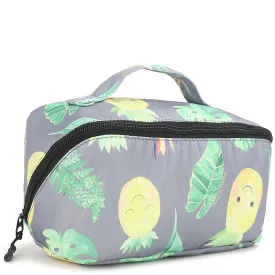 Travel Cosmetic Pouch Pineapple Monstera Grey