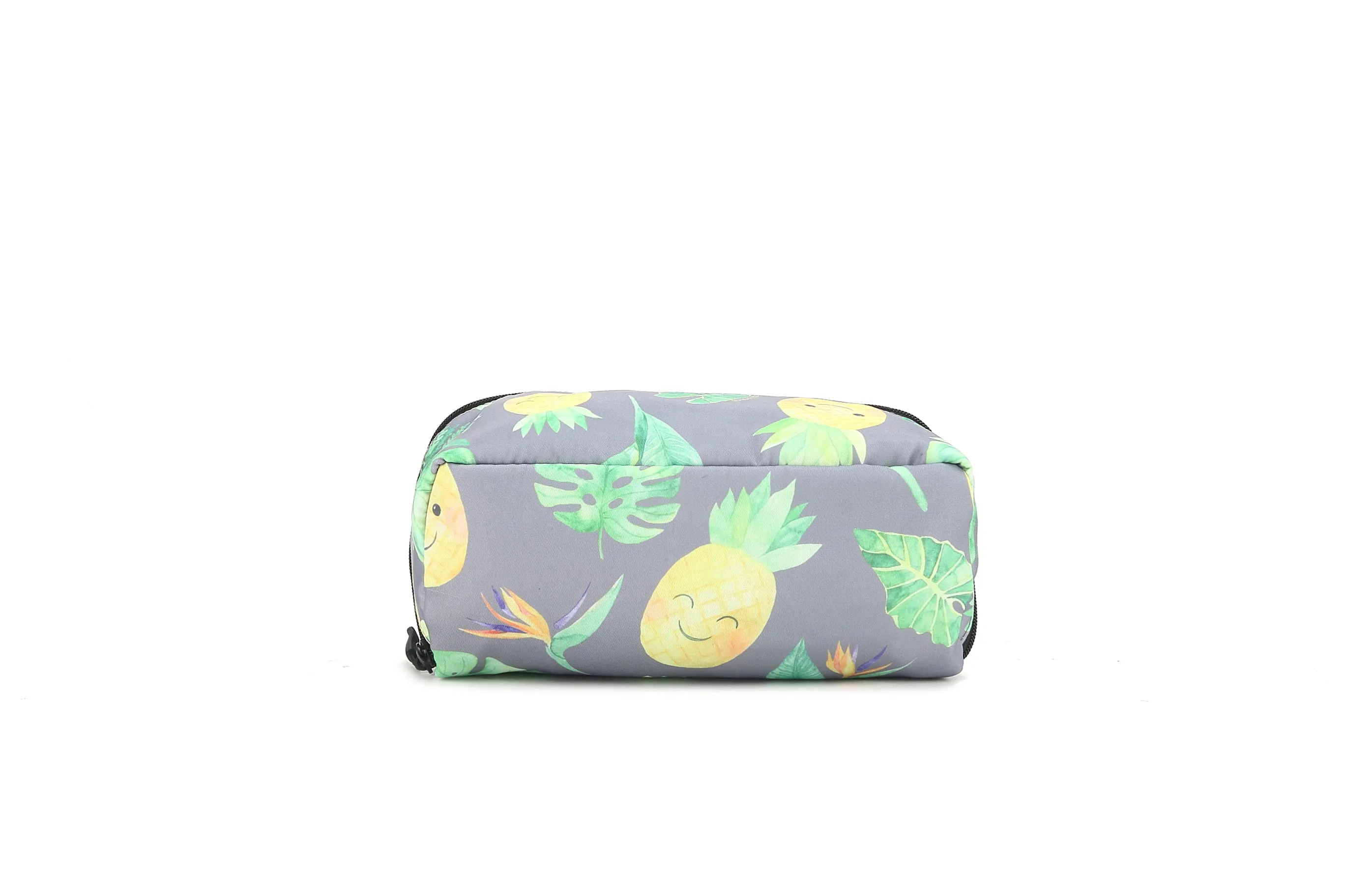 Travel Cosmetic Pouch Pineapple Monstera Grey