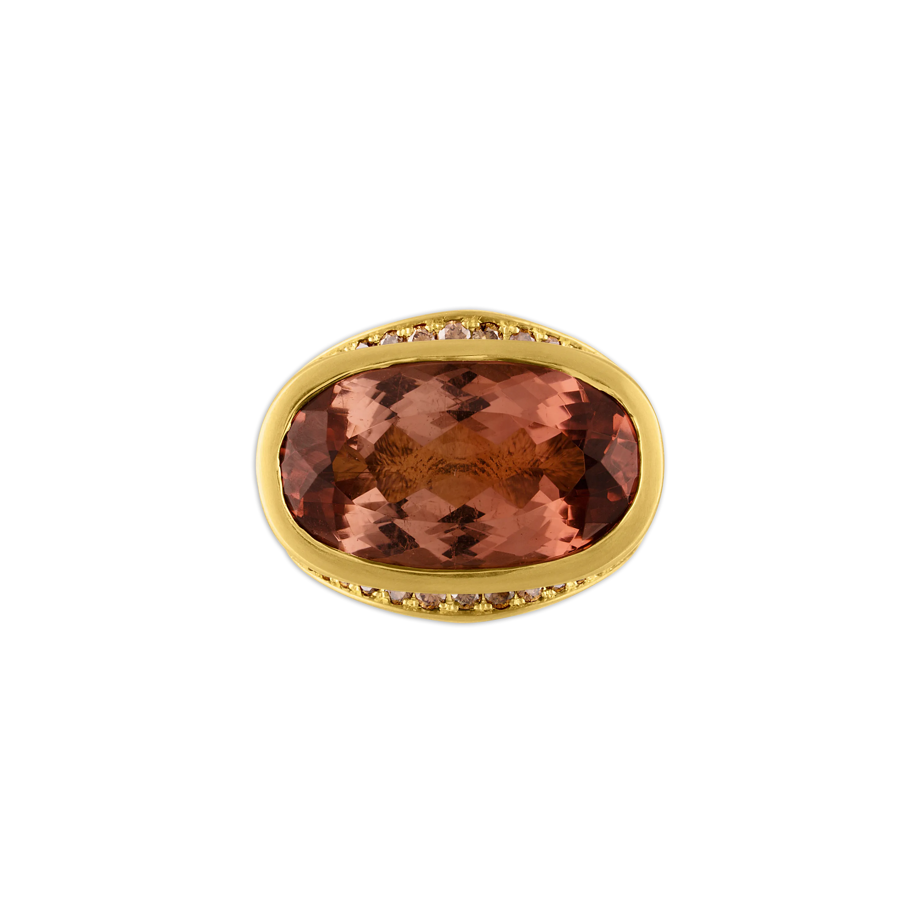 Umber Tourmaline and Diamond Melitodes Ring