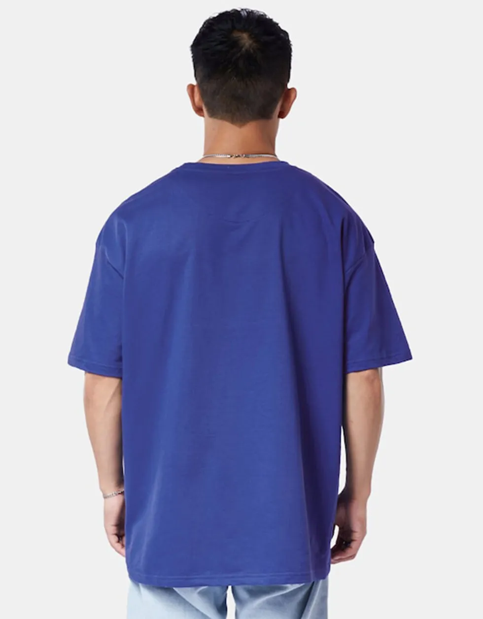 VEIRDO Blue Oversized Puff Printed Tshirt