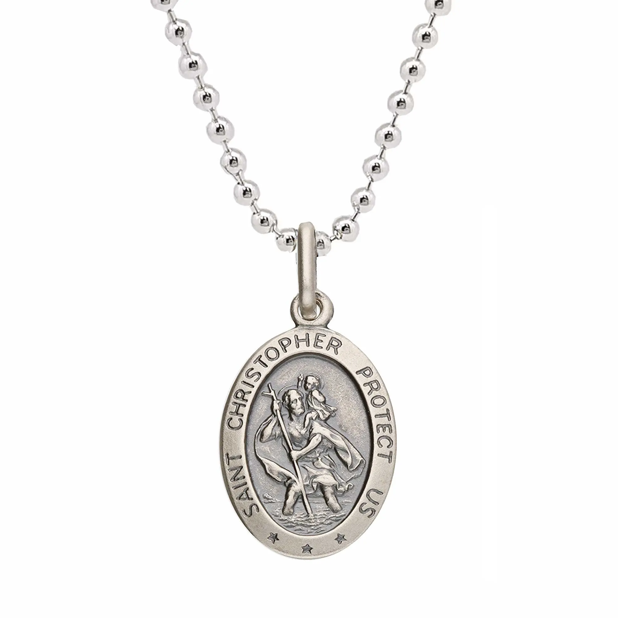 Vintage Style Personalised Oval St Christopher Necklace