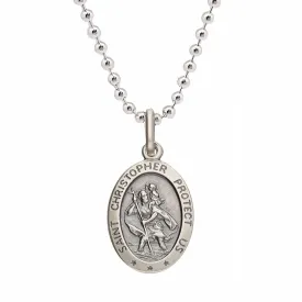 Vintage Style Personalised Oval St Christopher Necklace