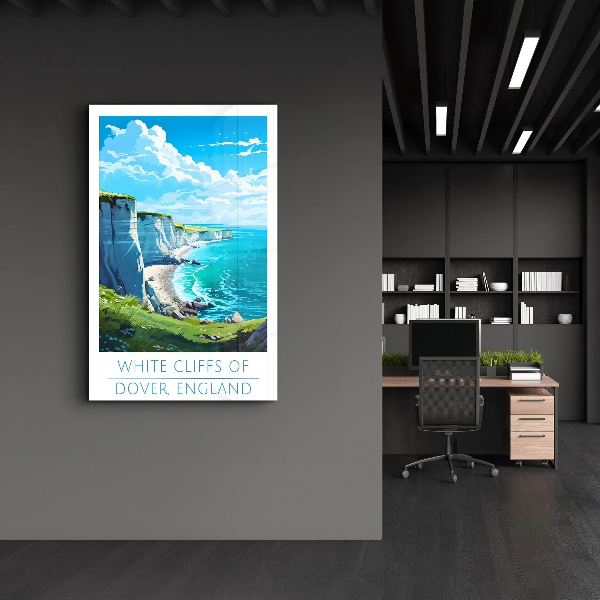 White Cliffs of Dover England-Travel Posters | Glass Wall Art