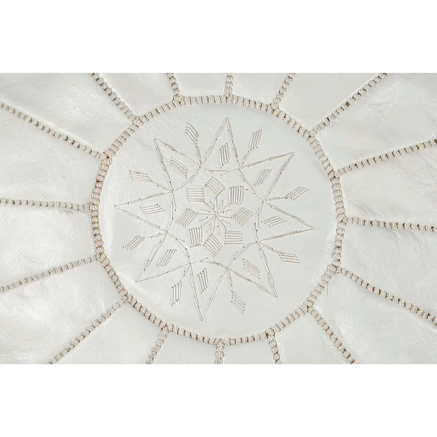 White Moroccan Leather Pouf