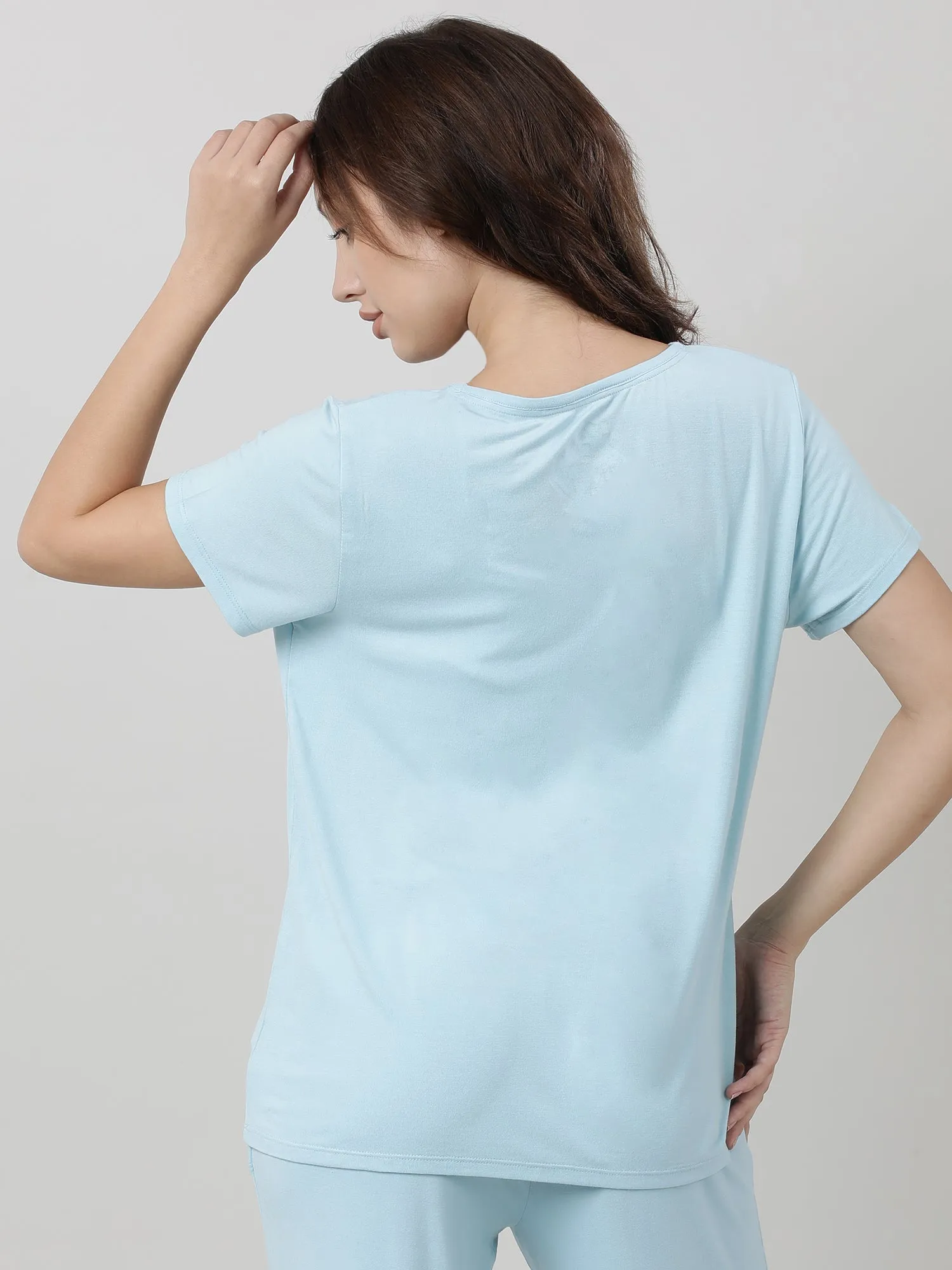 Women Light Blue Regular Fit T shirt