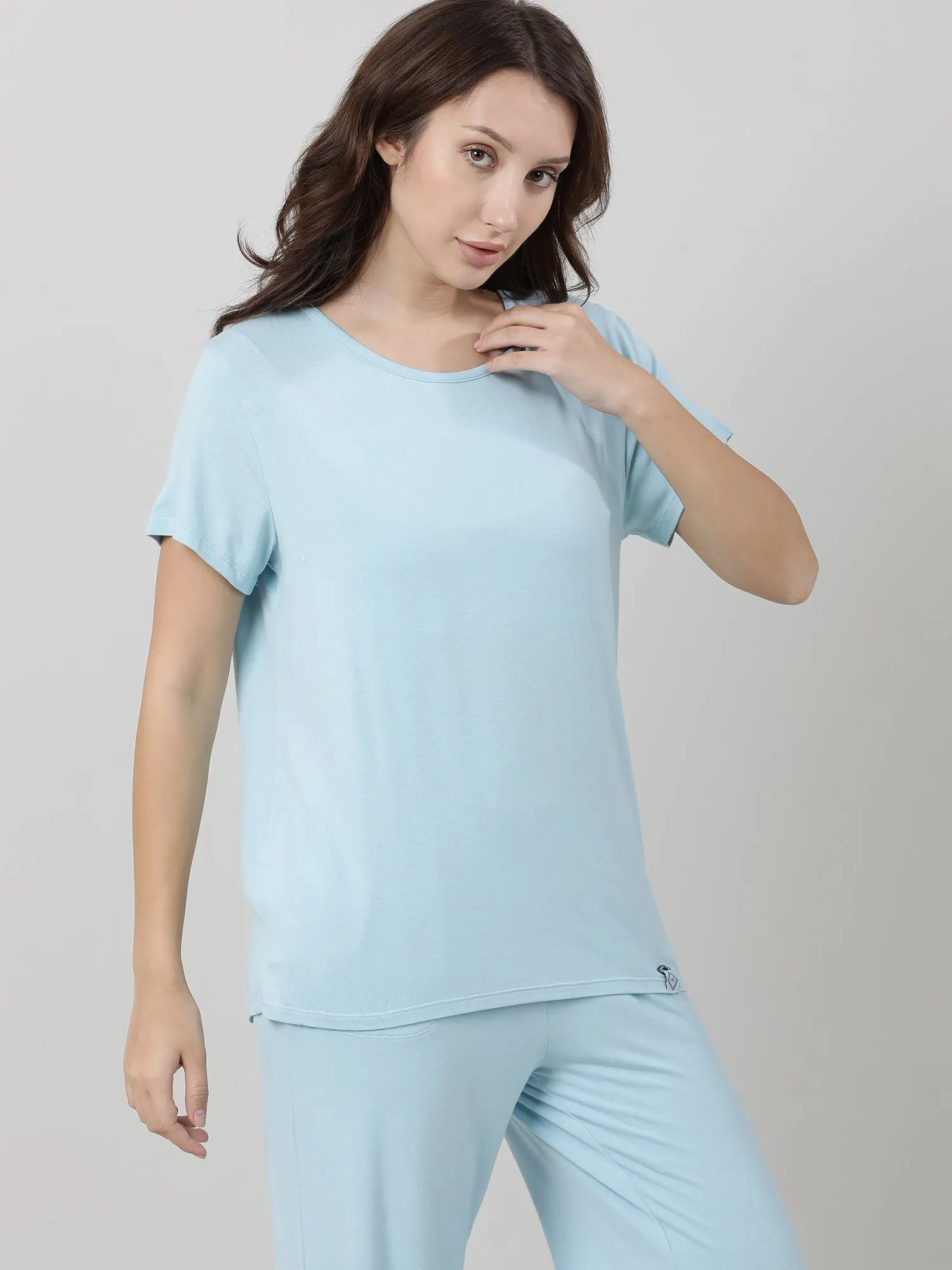 Women Light Blue Regular Fit T shirt