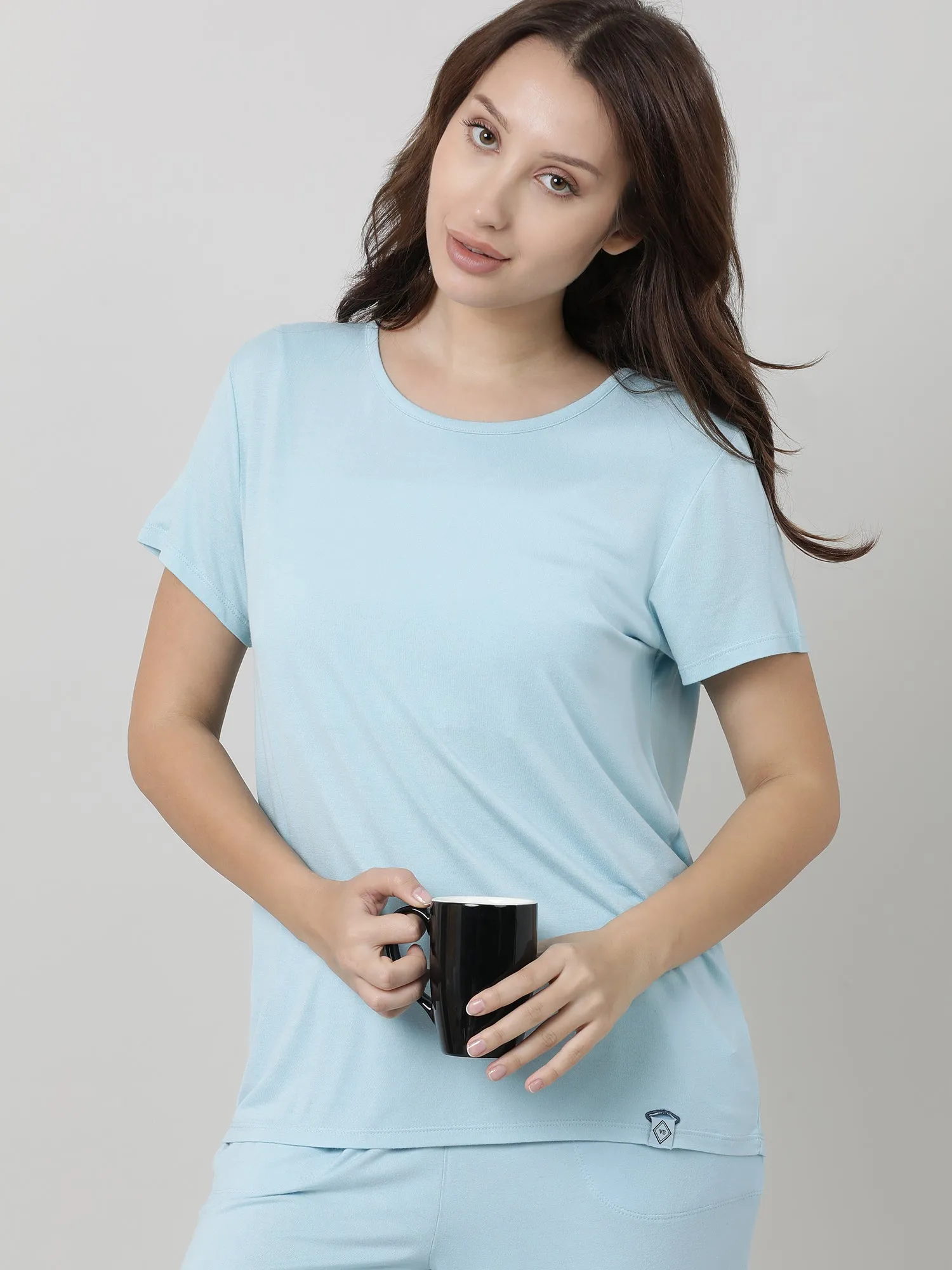 Women Light Blue Regular Fit T shirt